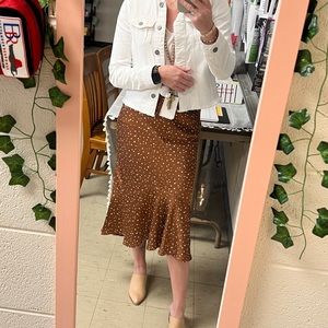 Abercrombie & Fitch Rust Midi Satin Skirt